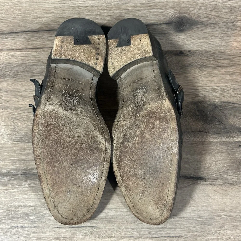 John Varvatos Double Monk Strap Leather Shoes Mens 10 Made in Italy Fits Like 11